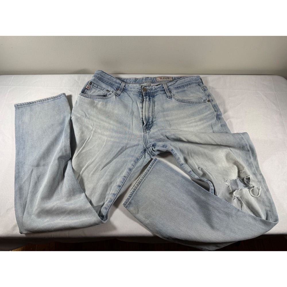 AG Adriano Goldschmied Mens Light Wash Factory Distressed Relaxed Jeans 34R